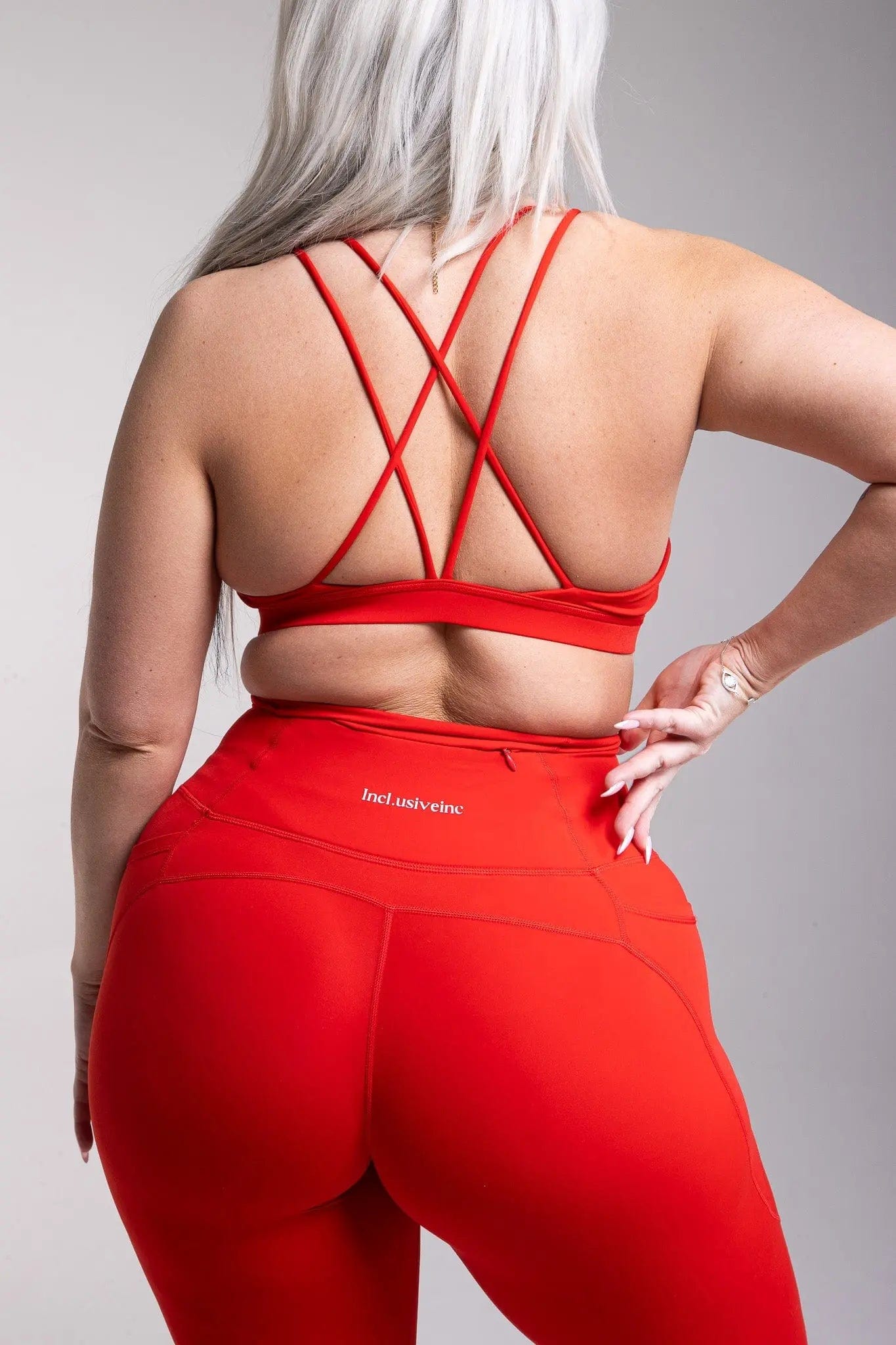 Active Red Gym Leggings with Pockets
