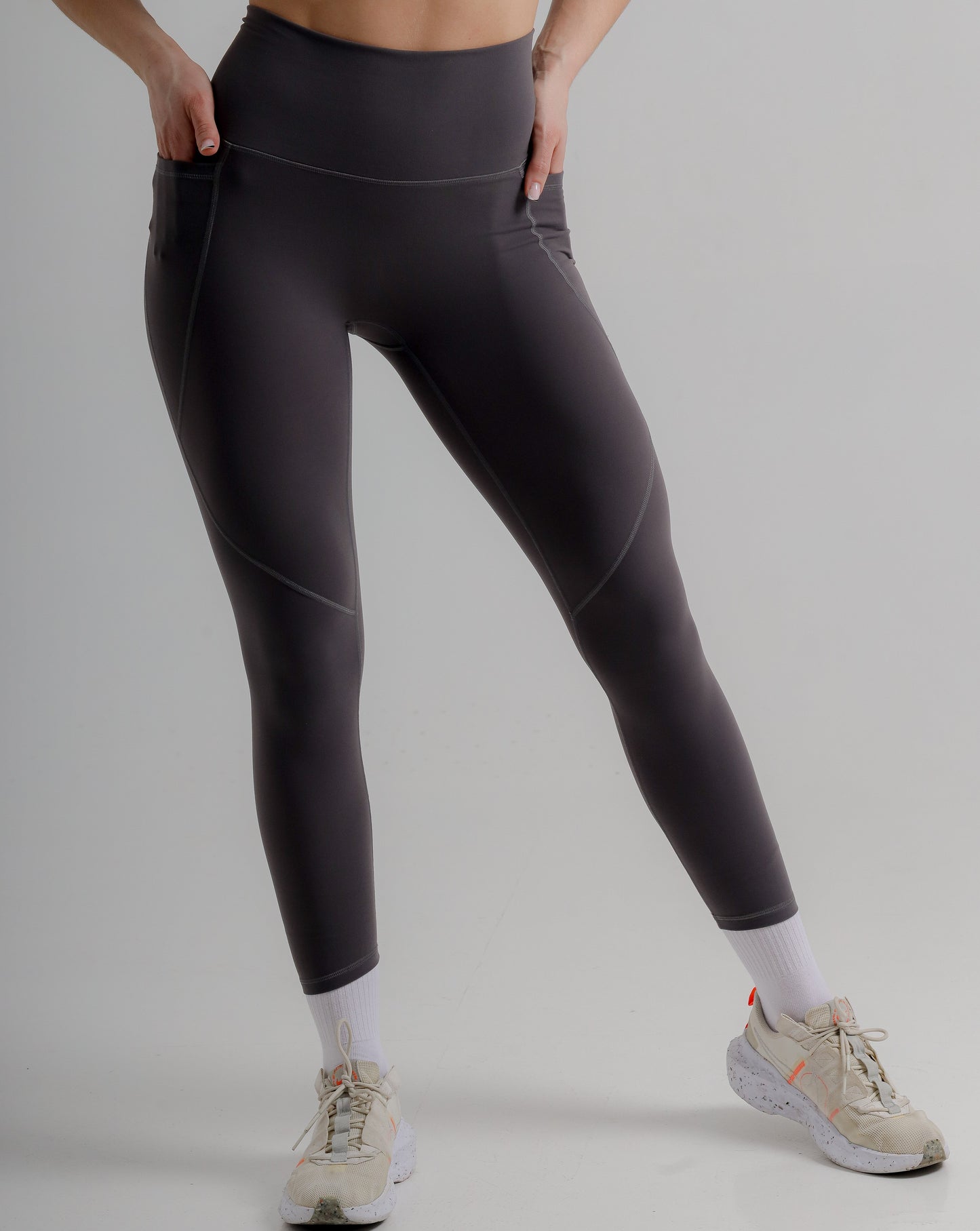 Active Grey Gym Leggings with Pockets