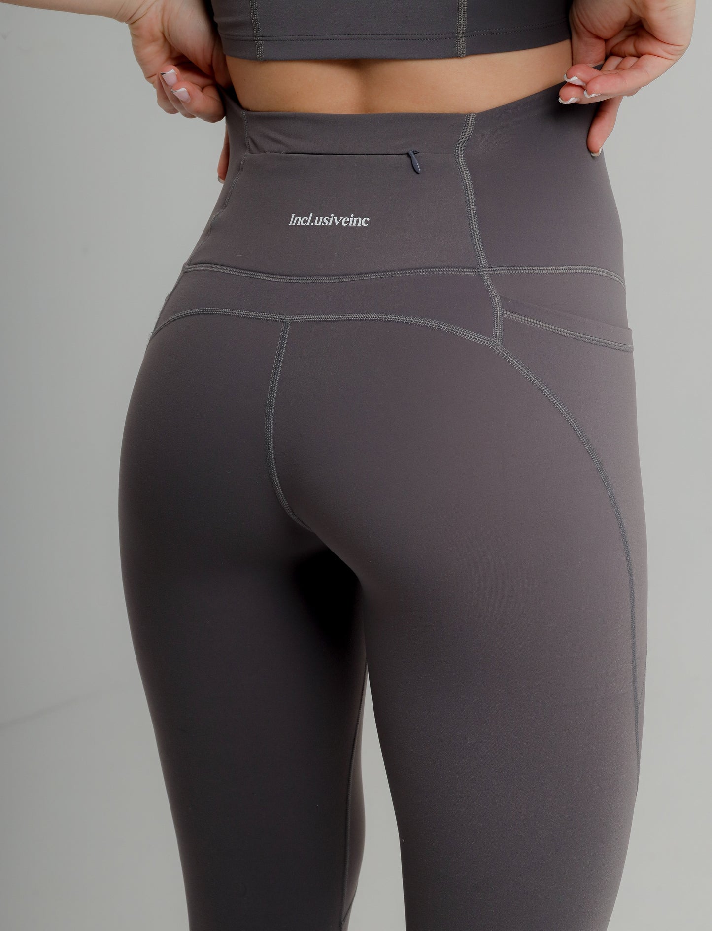 Active Grey Gym Leggings with Pockets