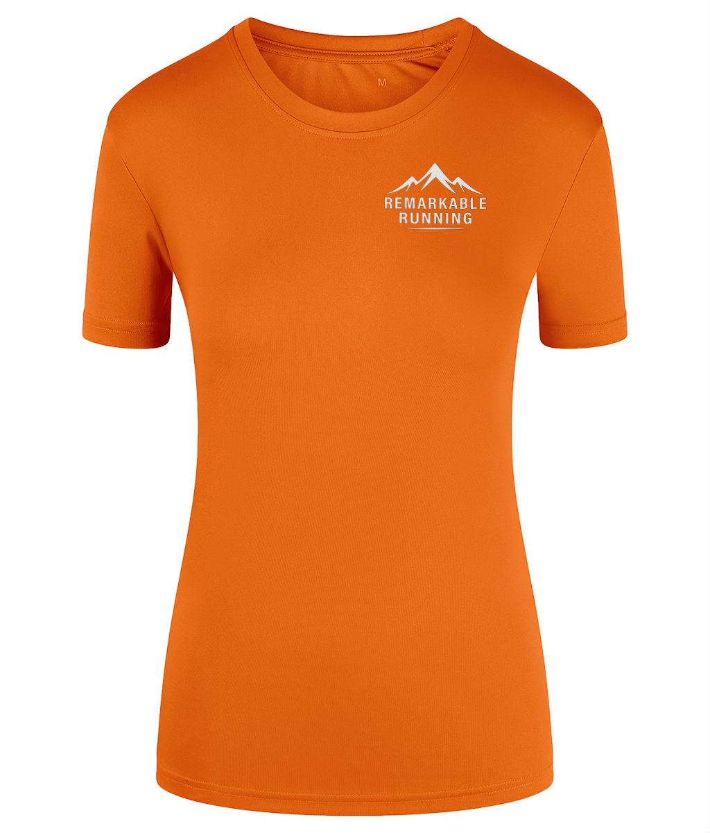Orange TriDri Running Women's T-Shirt with 'Remarkable Running' logo