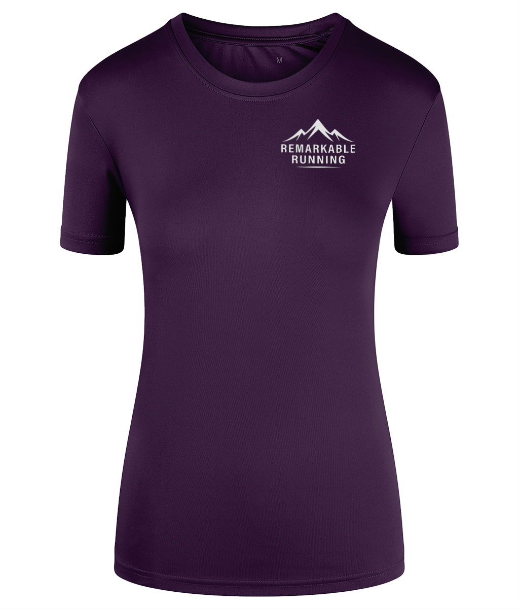 Purple TriDri Running Women's T-Shirt with 'Remarkable Running' logo