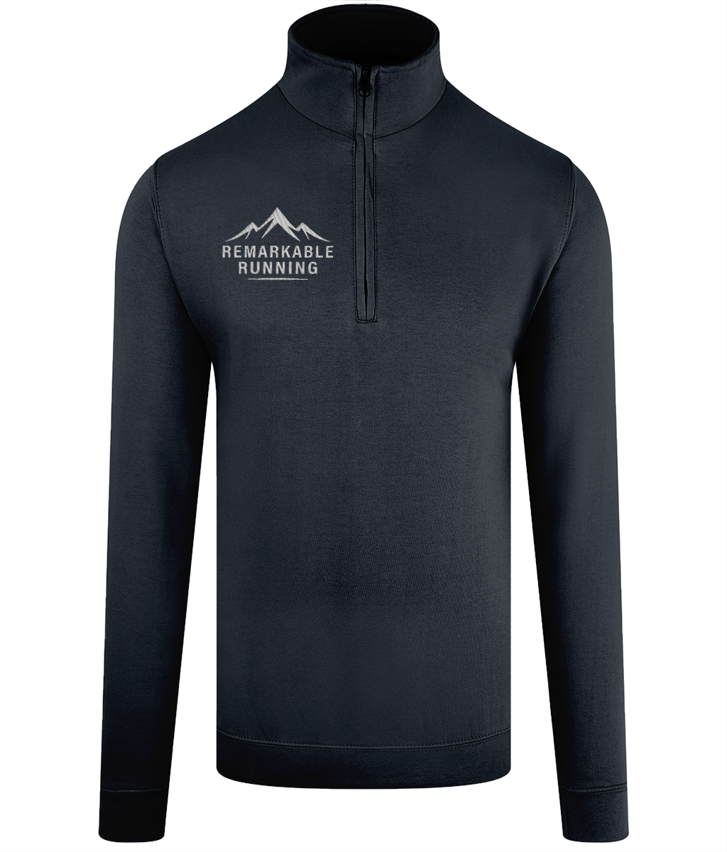Men's Navy ¼ Zip Sweatshirt with 'Remarkable Running' logo