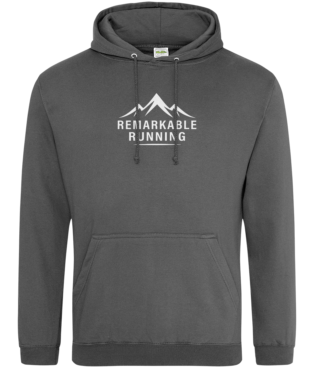 Grey 'Remarkable Running' branded Hoodie Sweatshirt