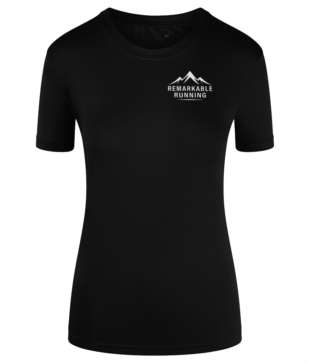 Black TriDri Running Women's T-Shirt with 'Remarkable Running' logo