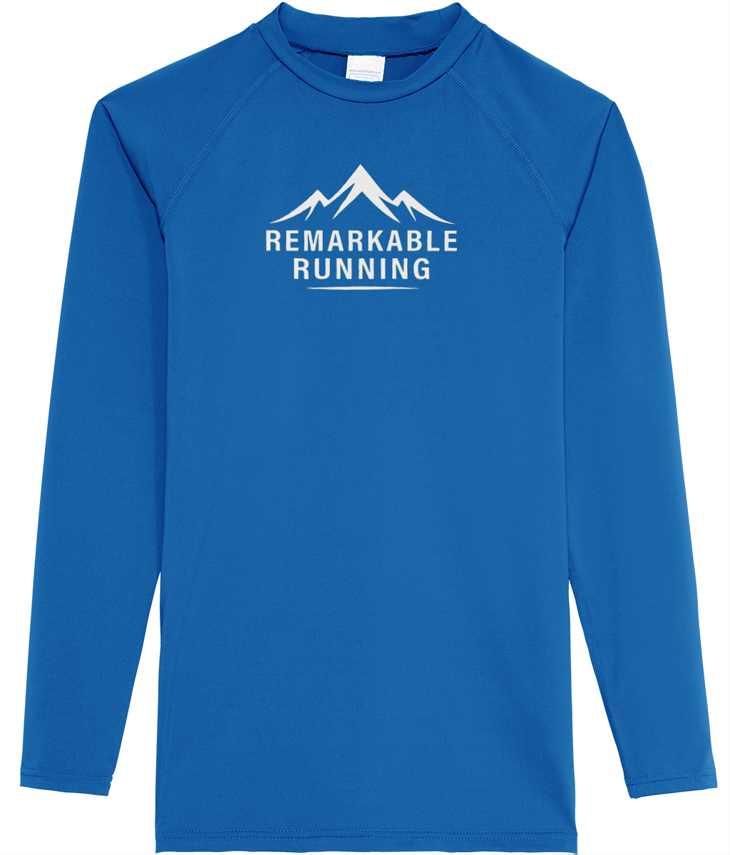 Light Blue Long Sleeve Cool Men's T-Shirt with Remarkable Running logo