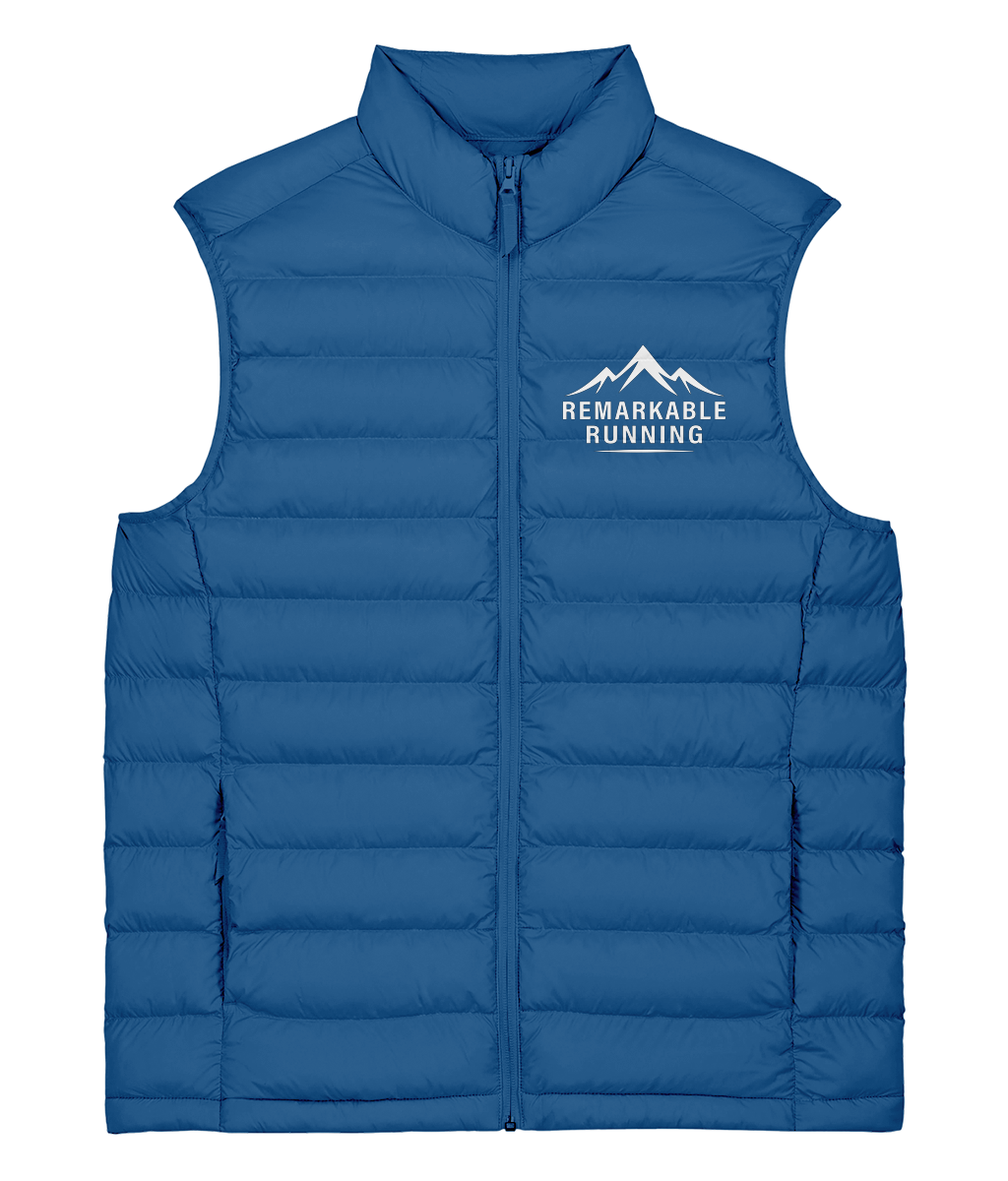 Blue Unisex Sleeveless Climber Jacket with Remarkable Running Logo