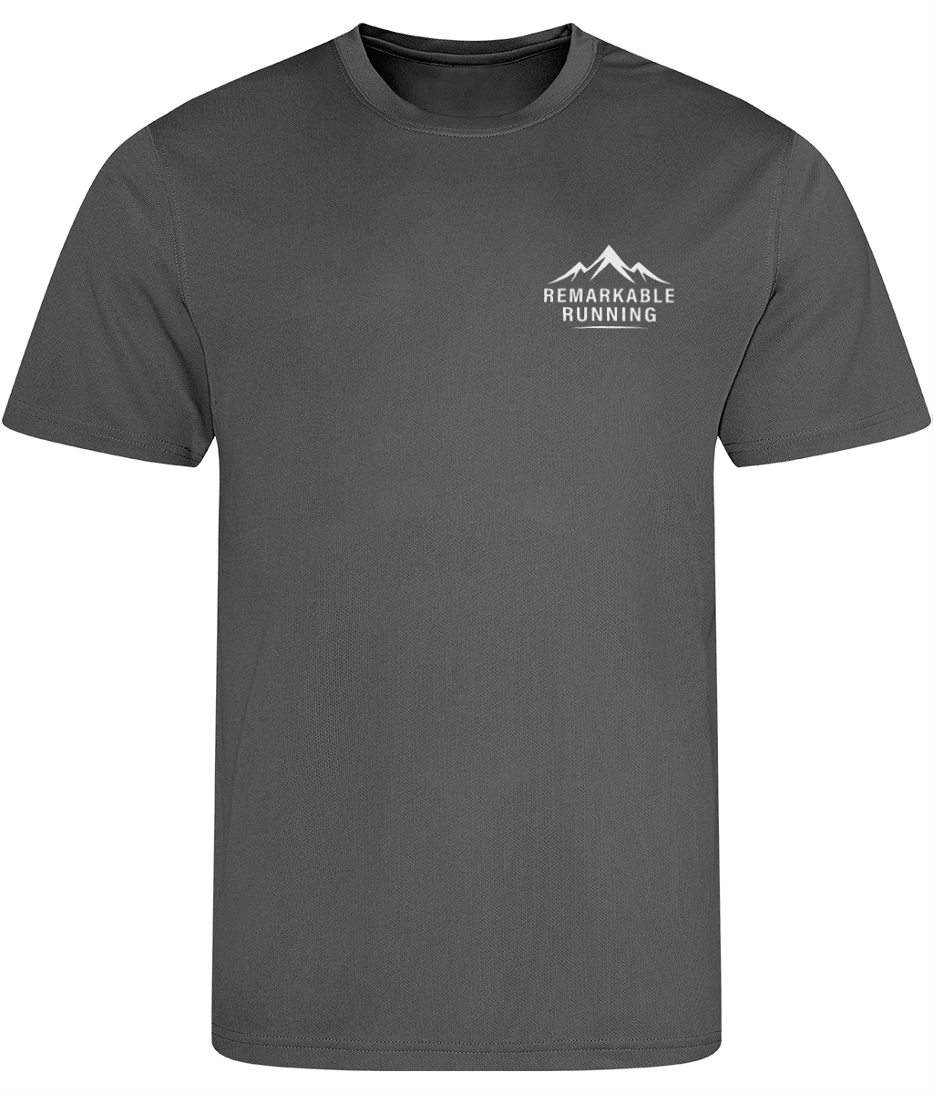 Grey Men's Recycled Cool T-Shirt with Remarkable Running logo