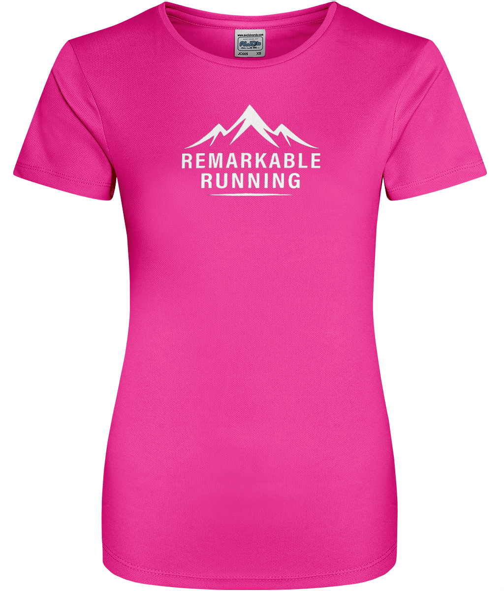 Women's Pink Cool T-Shirt with 'Remarkable Running' logo