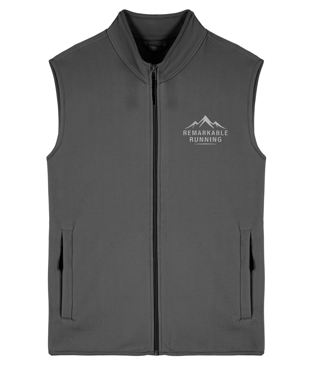 Grey Sleeveless Fleece Gilet with Remarkable Running logo
