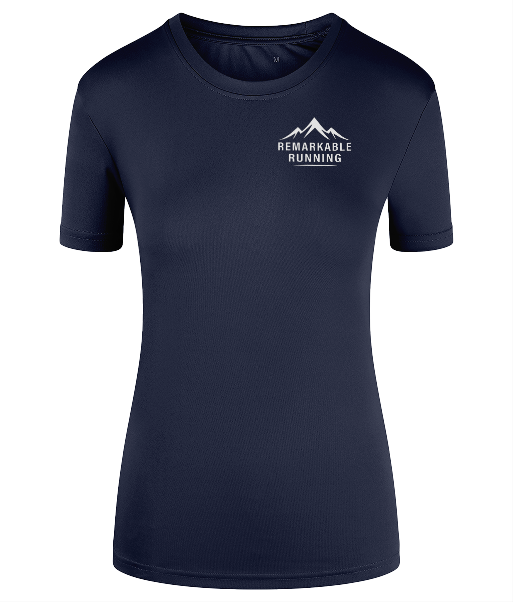 Navy TriDri Running Women's T-Shirt with 'Remarkable Running' logo