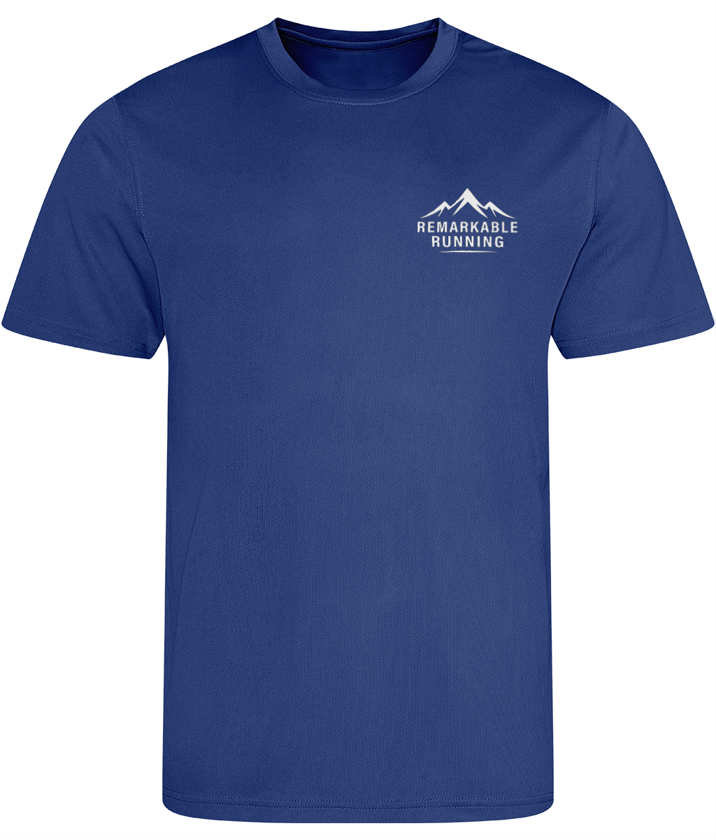 Blue Men's Recycled Cool T-Shirt with Remarkable Running logo