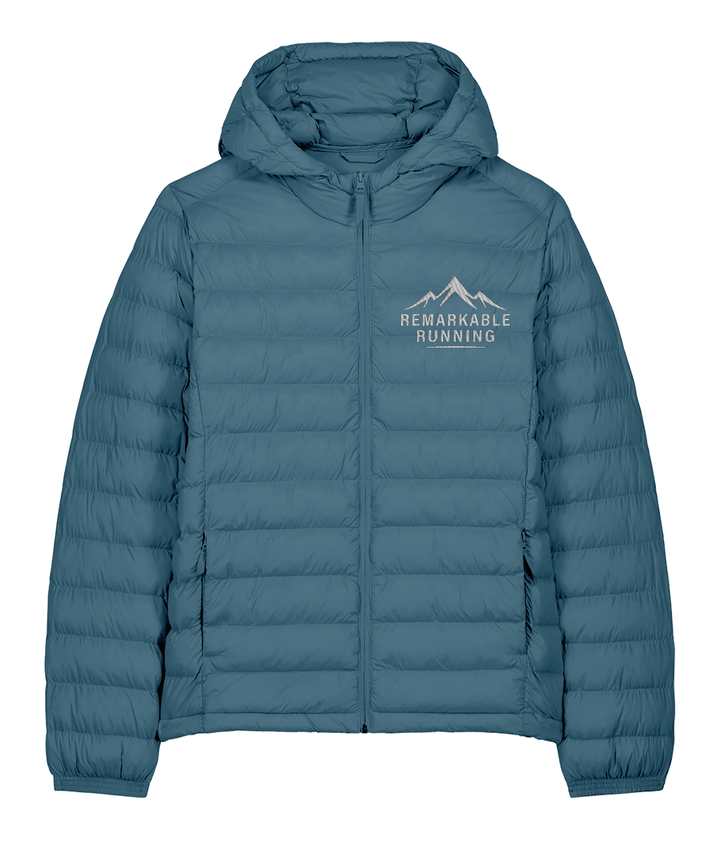 Light Blue Padded Jacket with Remarkable Running Logo