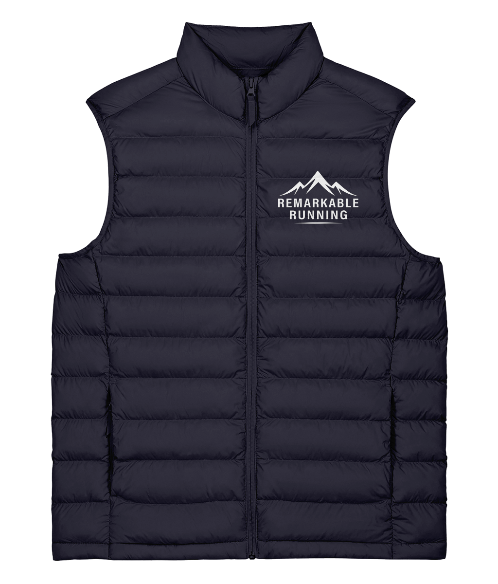 Navy Unisex Sleeveless Climber Jacket with Remarkable Running Logo