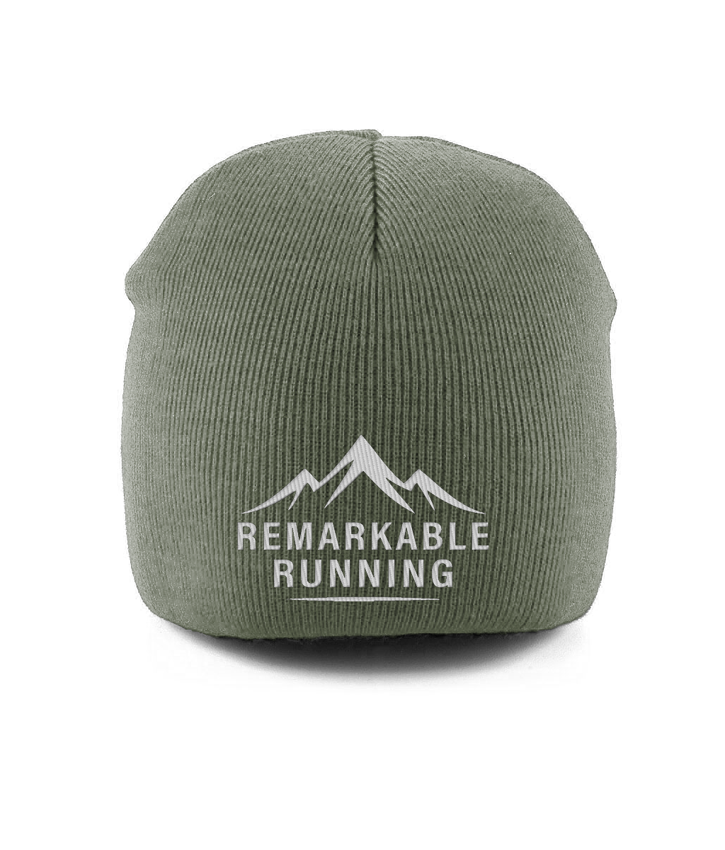 Green Pull-On Beanie with Remarkable Running logo