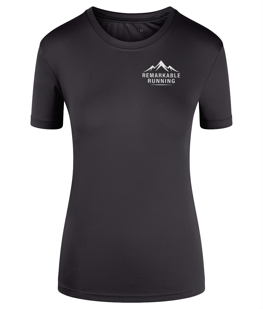 Dark Grey TriDri Running Women's T-Shirt with 'Remarkable Running' logo