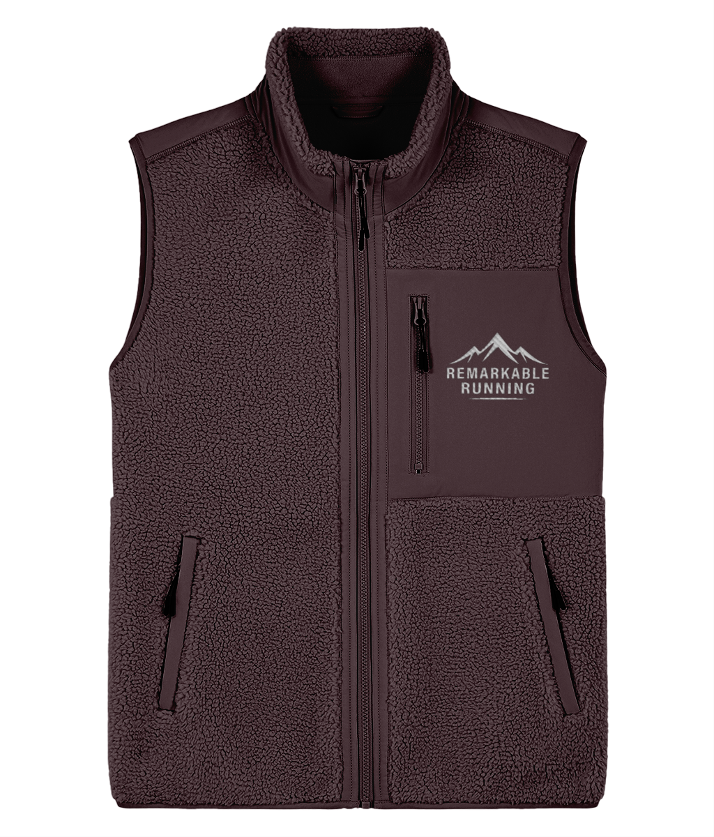 Burgundy Sleeveless Sherpa Jacket with Remarkable Running logo