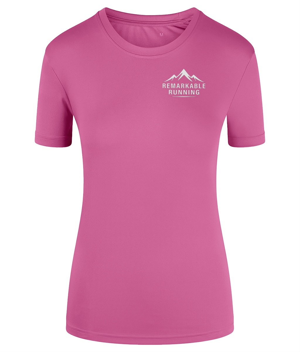 Pink TriDri Running Women's T-Shirt with 'Remarkable Running' logo