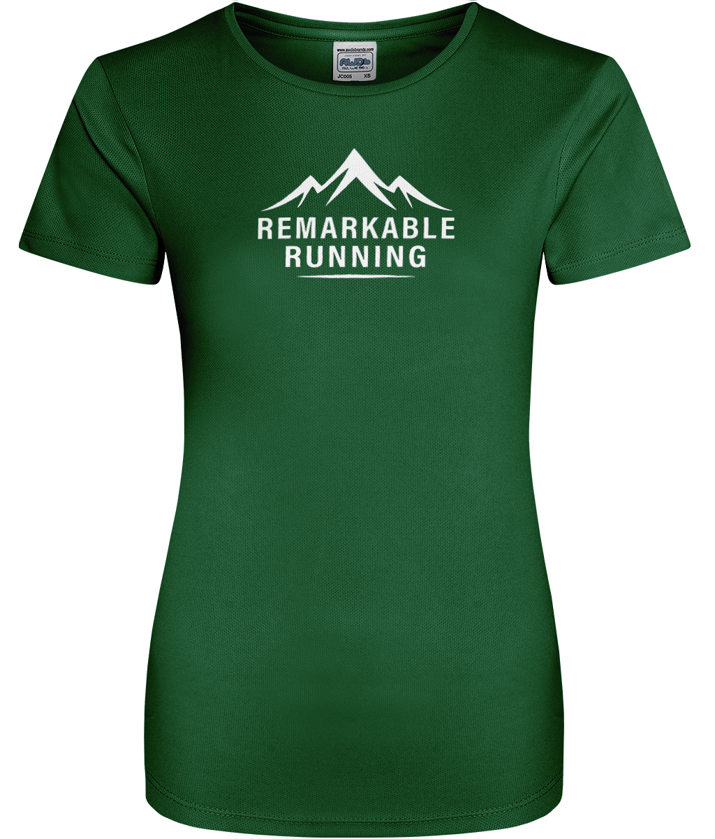 Women' Green Cool T-Shirt with 'Remarkable Running' logo