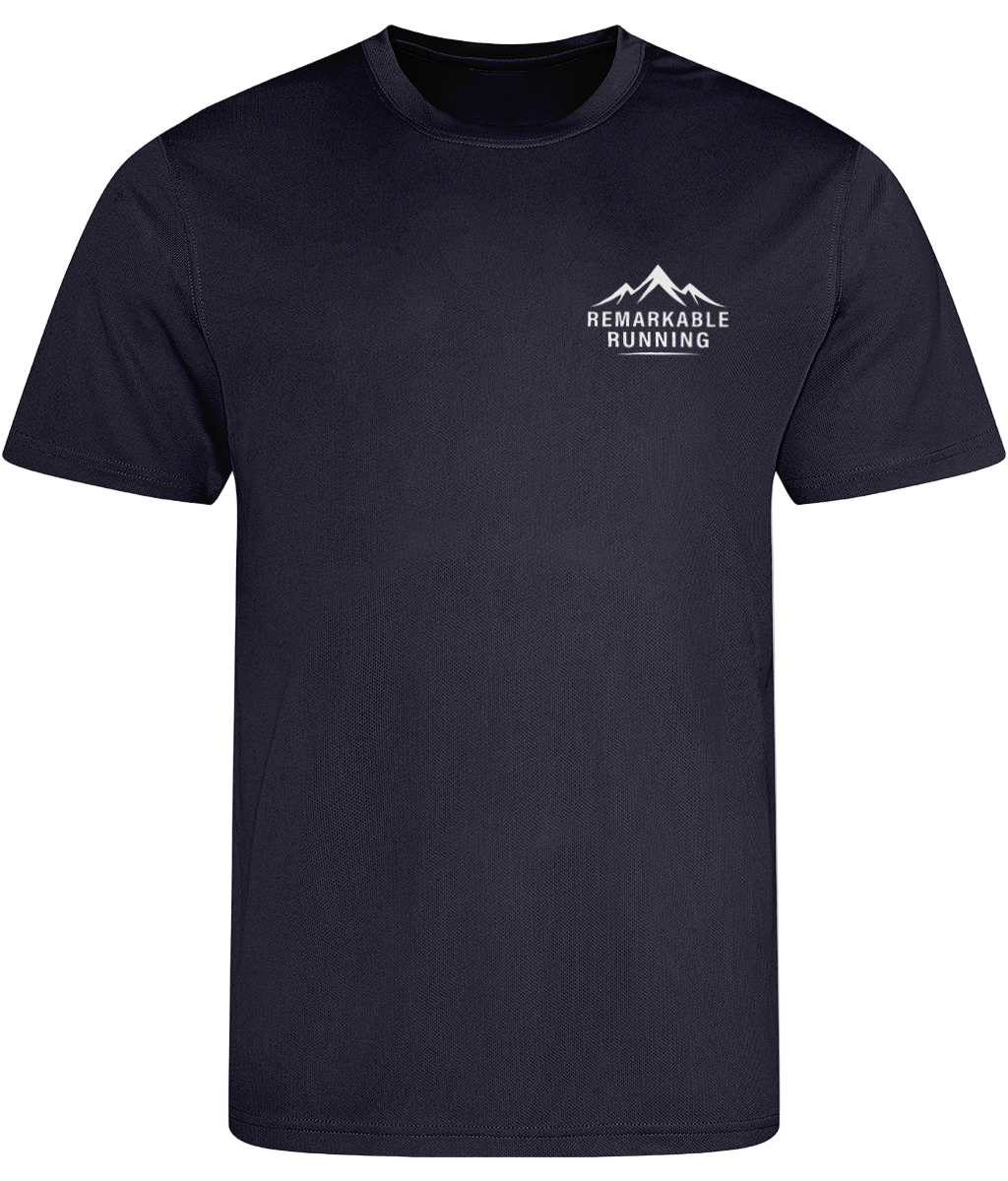 Navy Men's Recycled Cool T-Shirt with Remarkable Running logo