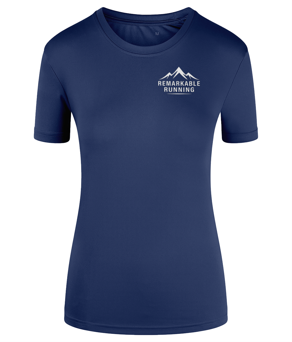 Blue TriDri Running Women's T-Shirt with 'Remarkable Running' logo