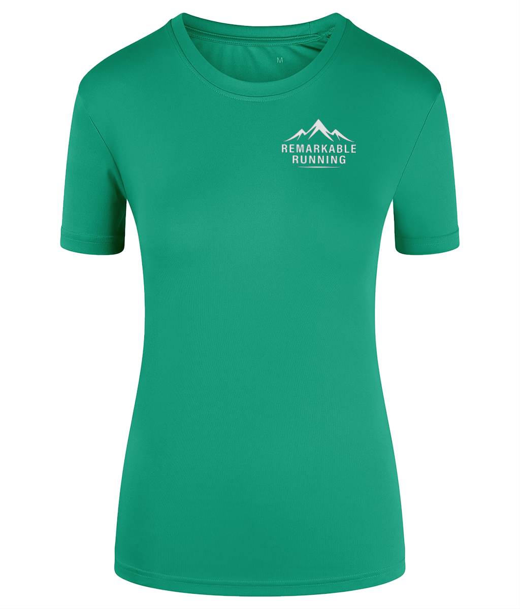 Green TriDri Running Women's T-Shirt with 'Remarkable Running' logo