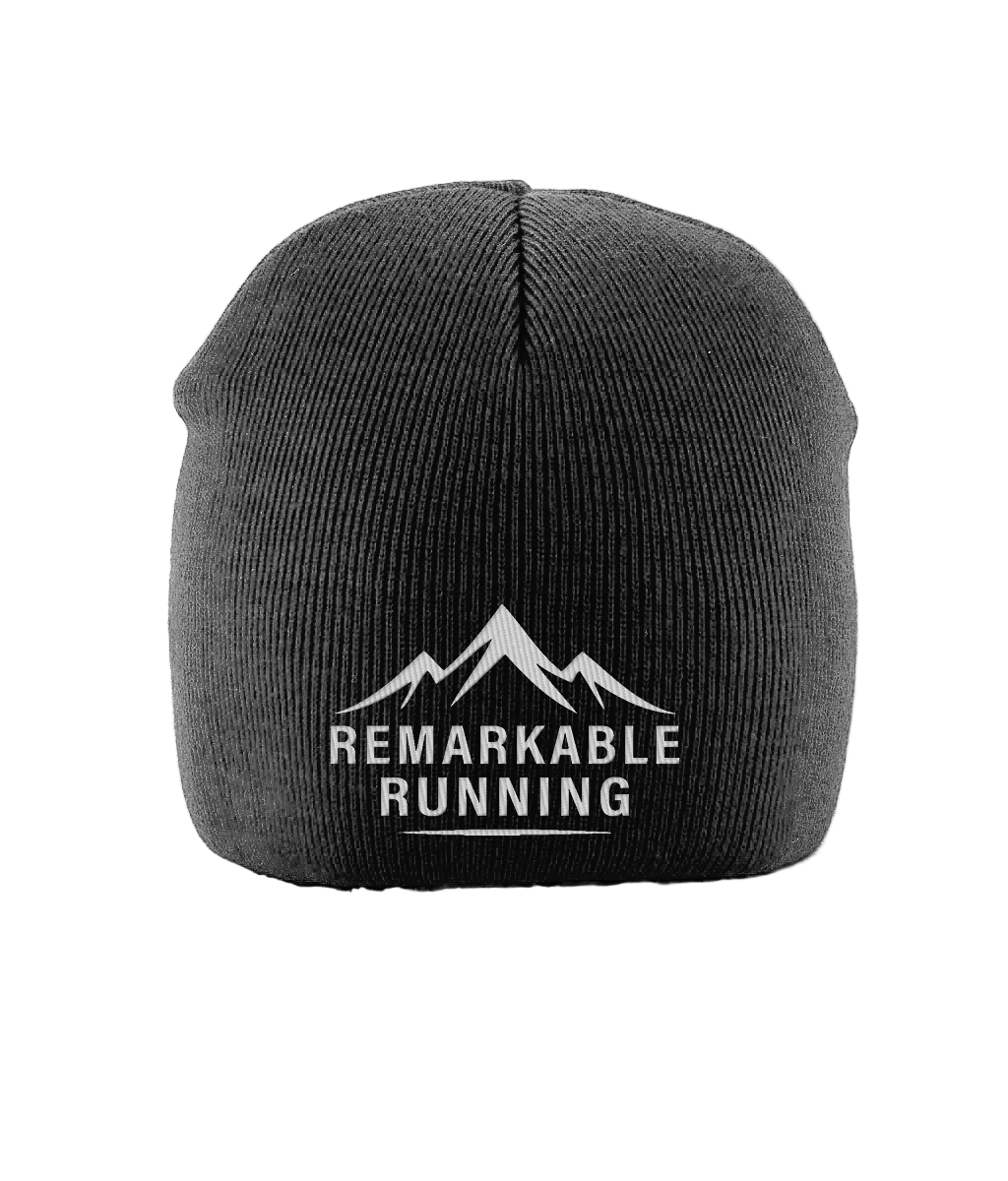 Black Pull-On Beanie with Remarkable Running logo
