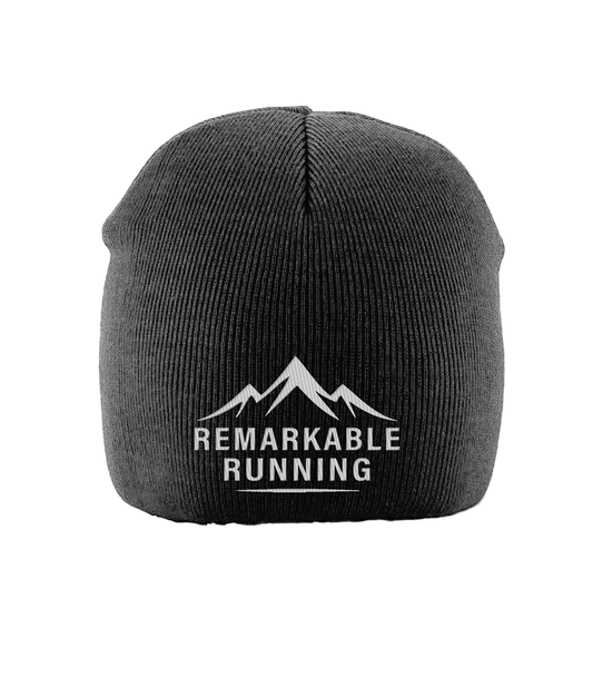 Black Pull-On Beanie with Remarkable Running logo