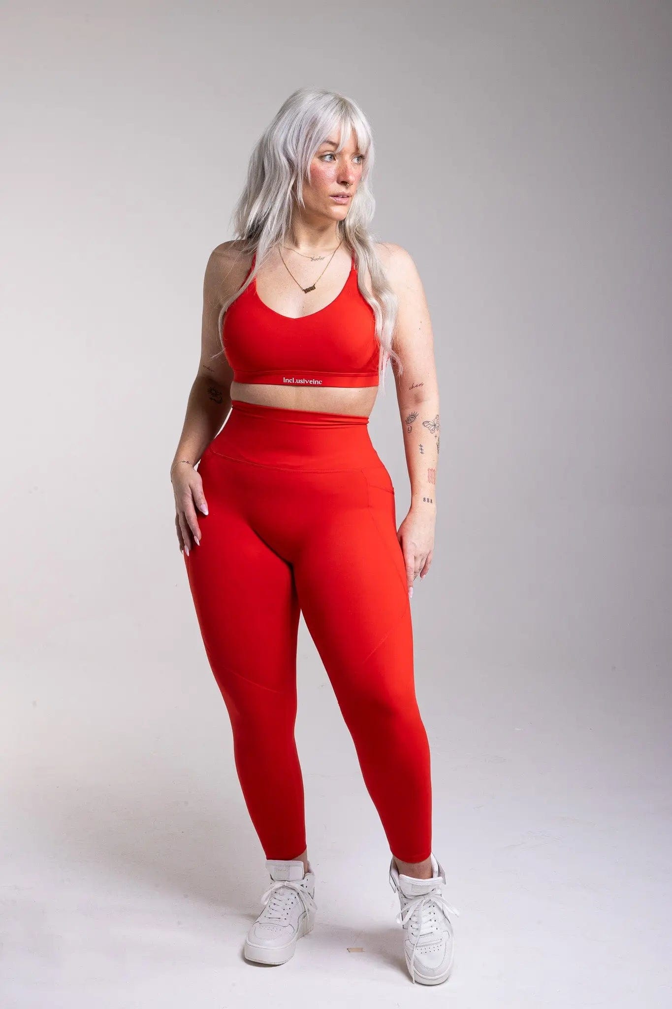 Active Red Gym Leggings with Pockets