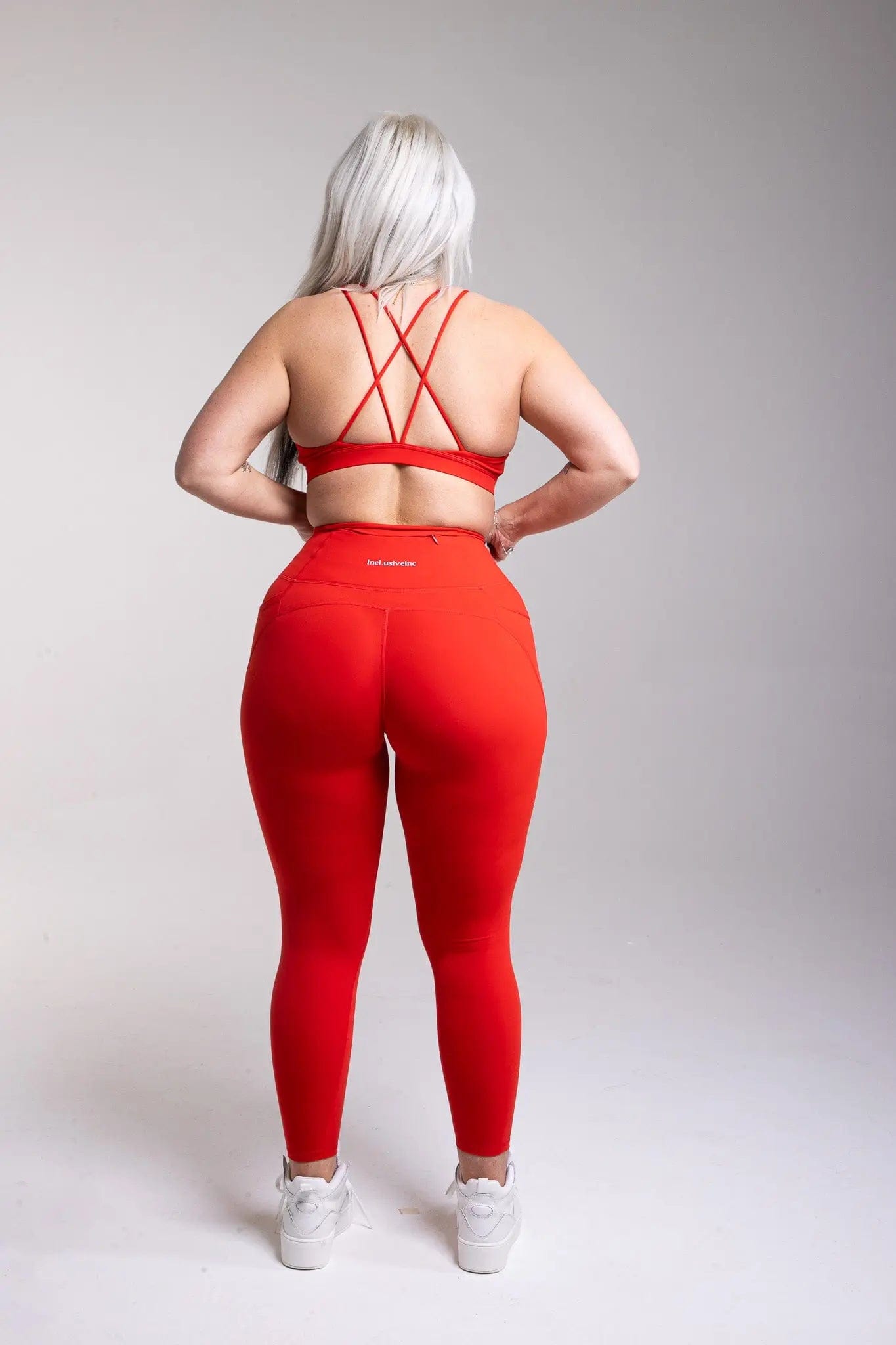 Active Red Gym Leggings with Pockets