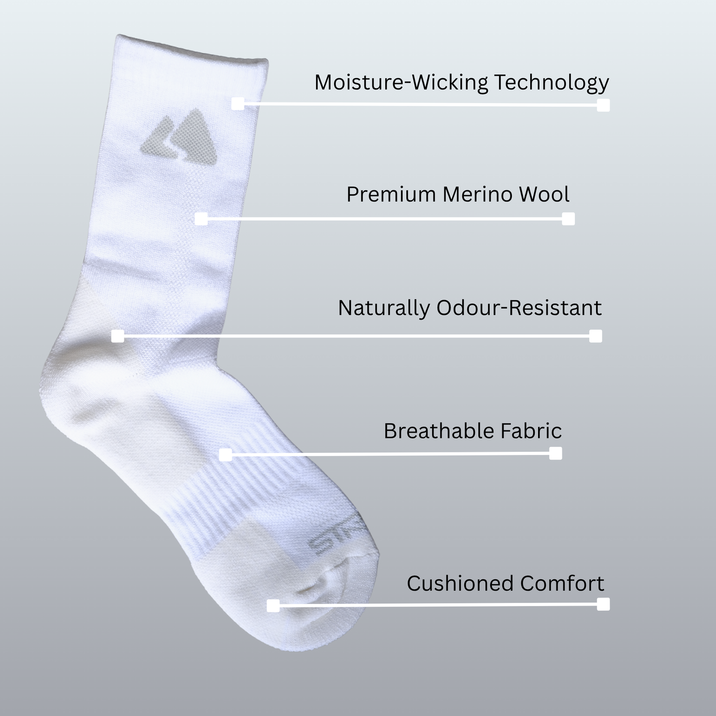 Off White Merino Wool Hiking Socks - Unisex
