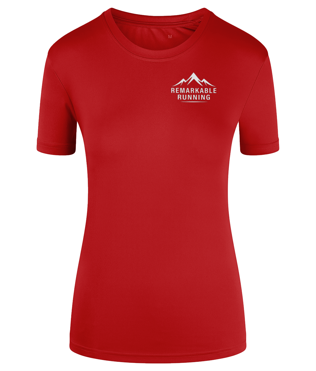 Red TriDri Running Women's T-Shirt with 'Remarkable Running' logo
