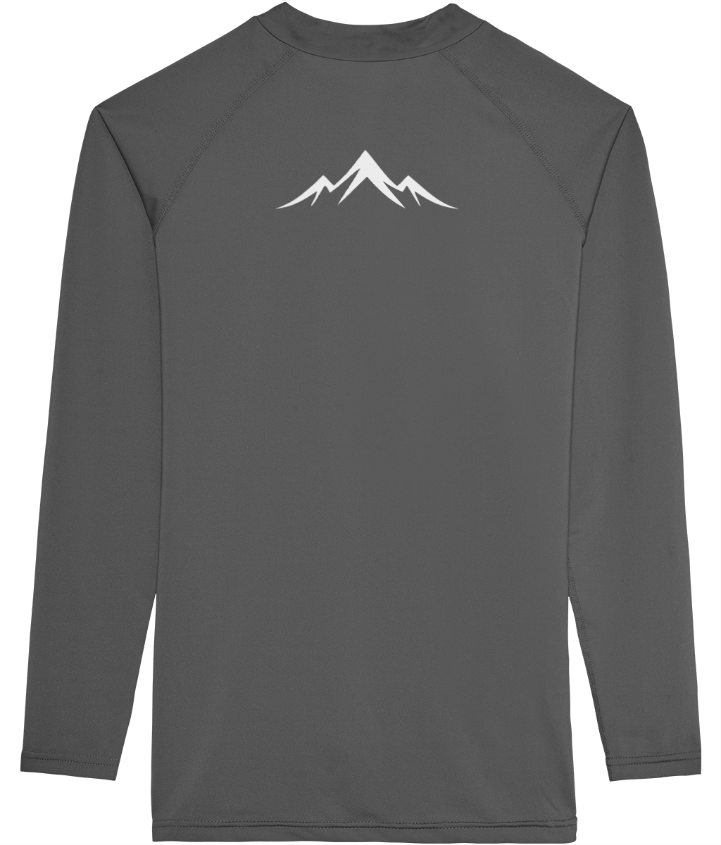 Back of Grey Long Sleeve Cool Men's T-Shirt with Remarkable Running logo