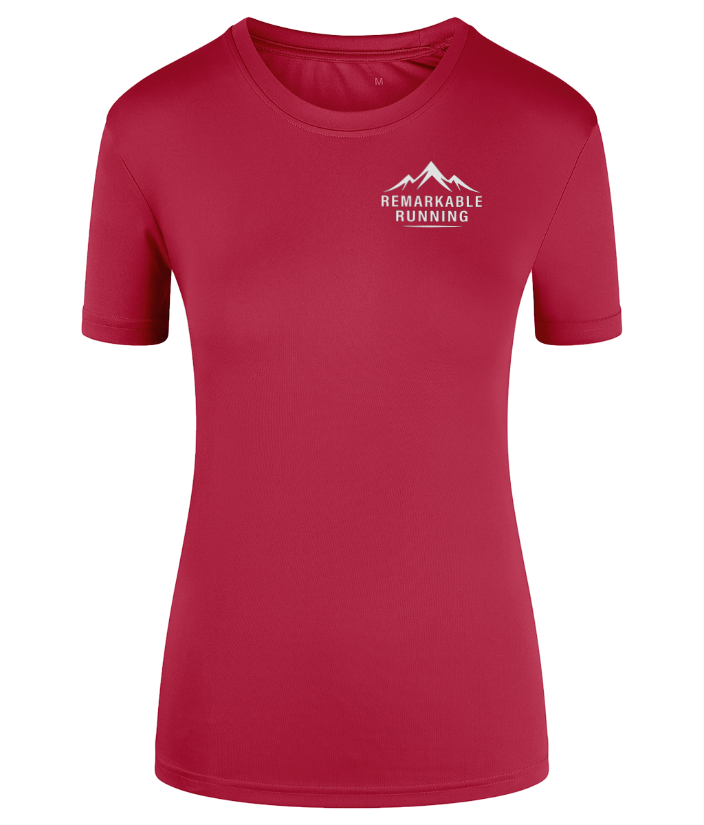 Pink TriDri Running Women's T-Shirt with 'Remarkable Running' logo