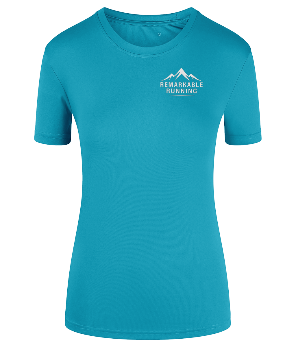 Turquoise TriDri Running Women's T-Shirt with 'Remarkable Running' logo