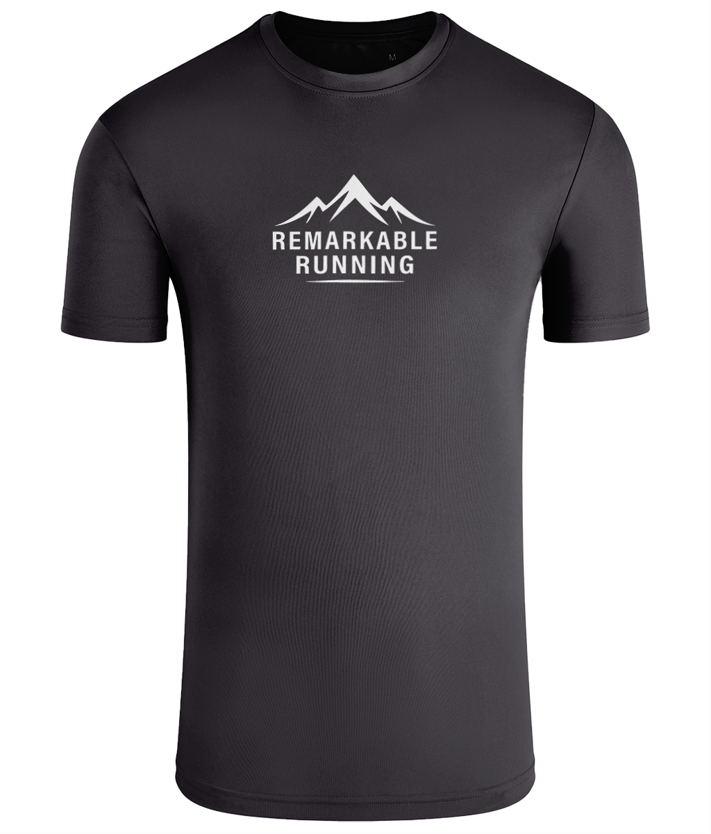 Dark Grey TriDri Running Men's T-Shirt with Remarkable Running logo
