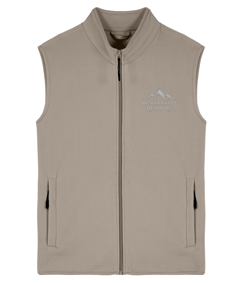 Sand Sleeveless Fleece Gilet with Remarkable Running logo