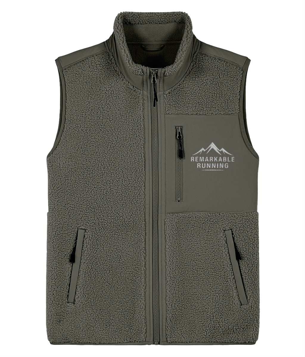 Green Sleeveless Sherpa Jacket with Remarkable Running logo