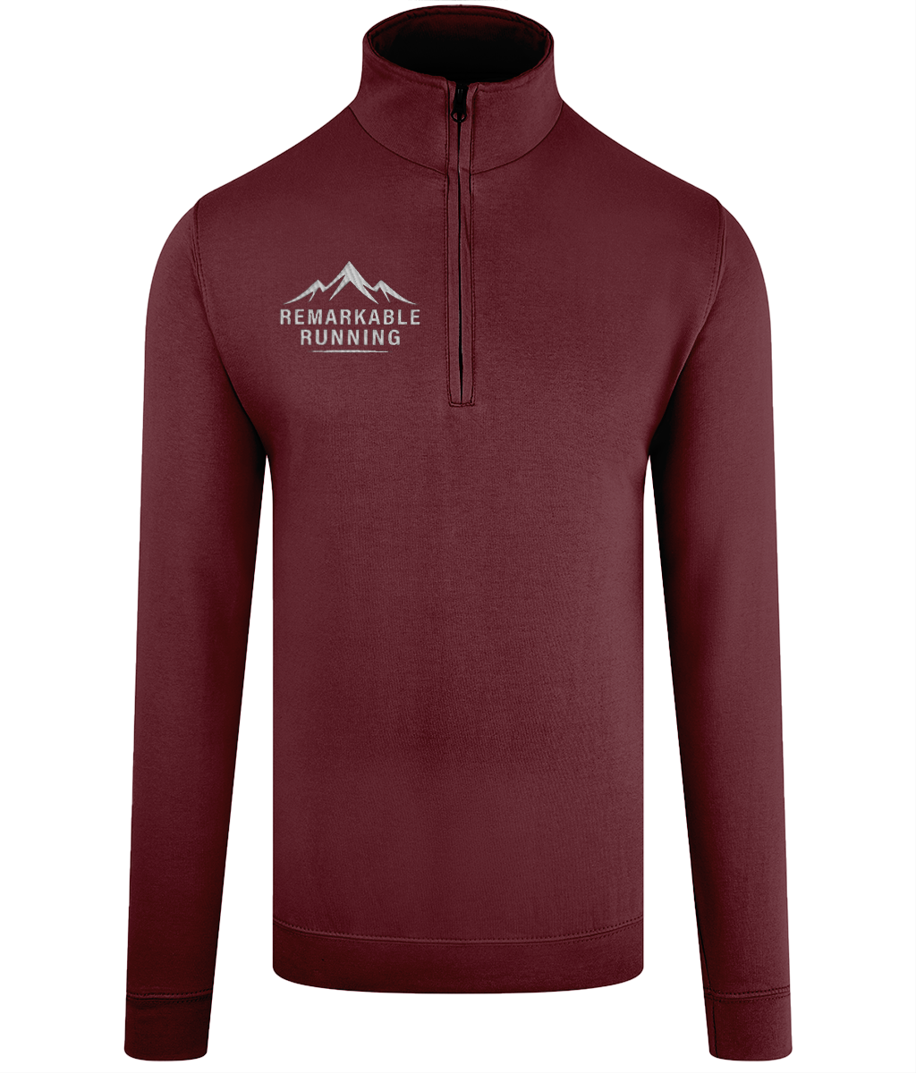 Men's Burgundy ¼ Zip Sweatshirt with 'Remarkable Running' logo