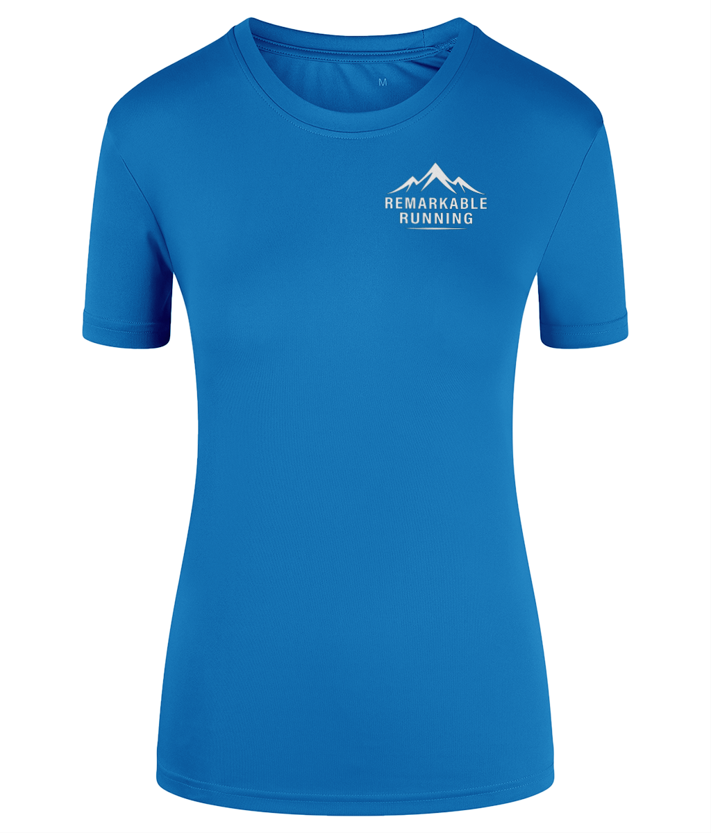 Light Blue TriDri Running Women's T-Shirt with 'Remarkable Running' logo