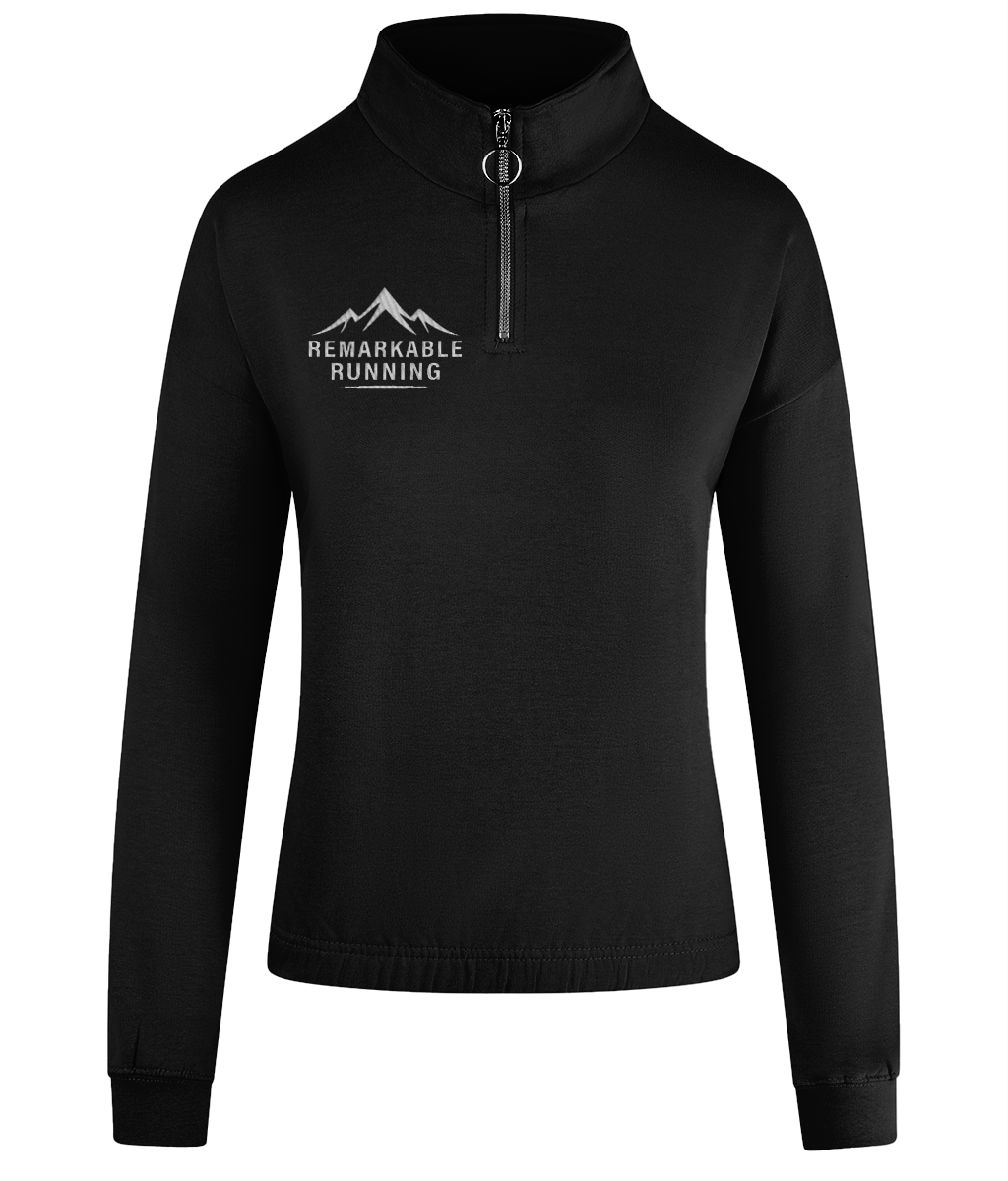 Women's Black ¼ Zip Sweatshirt with 'Remarkable Running' logo