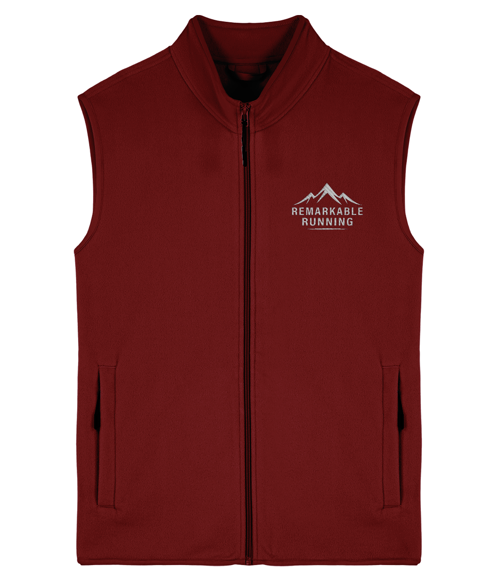 Red Sleeveless Fleece Gilet with Remarkable Running logo