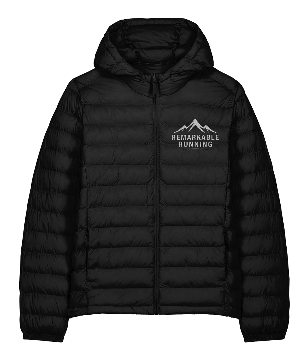 Black Padded Jacket with Remarkable Running Logo