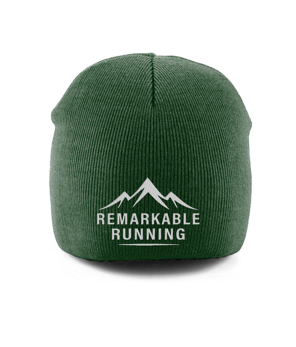 Green Pull-On Beanie with Remarkable Running logo
