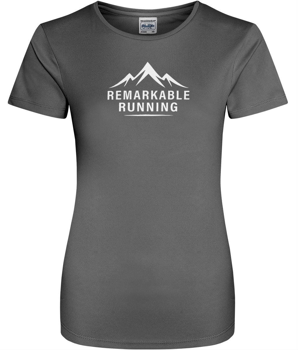 Women's Grey Cool T-Shirt with 'Remarkable Running' logo