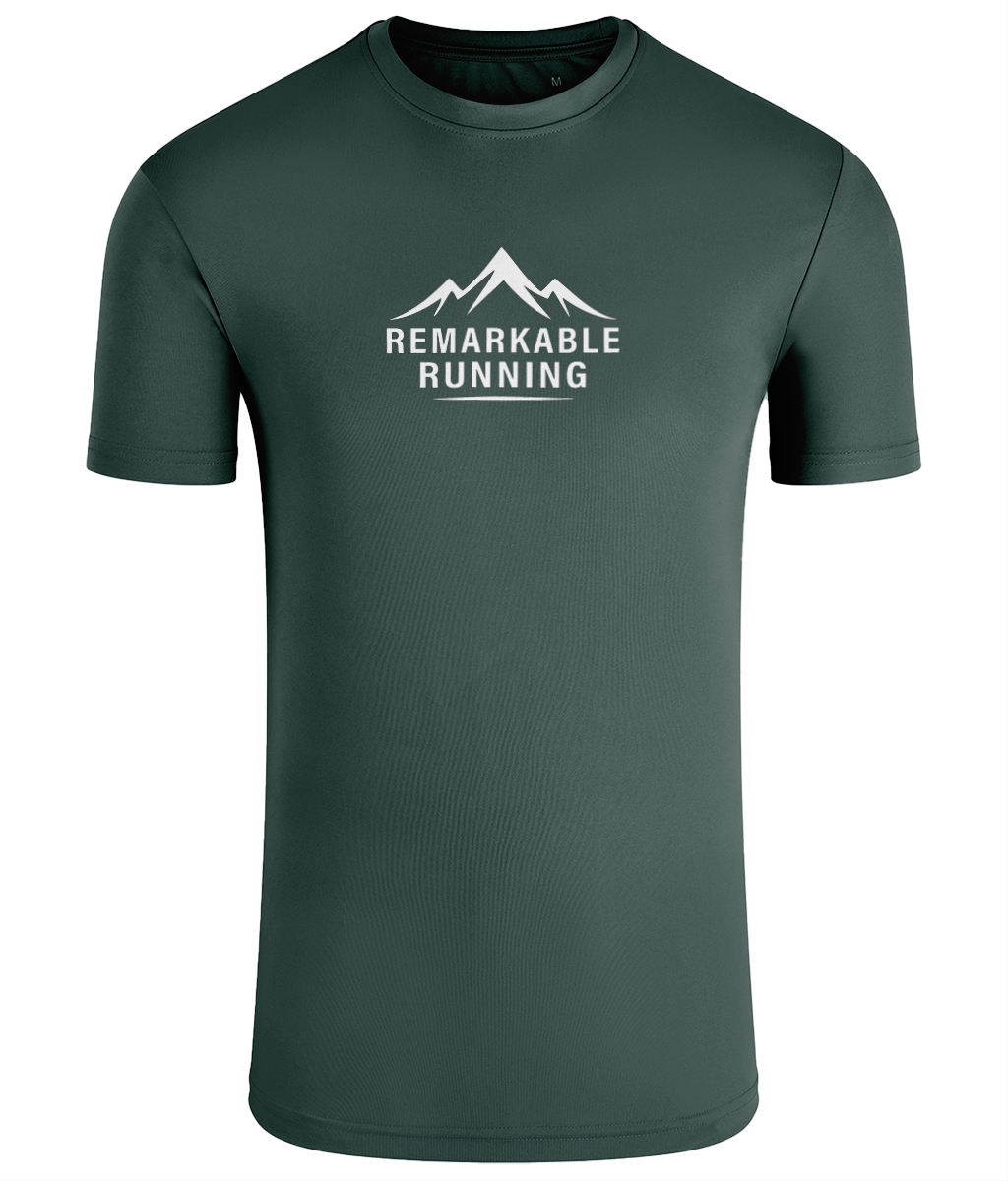 Dark Green TriDri Running Men's T-Shirt with Remarkable Running logo