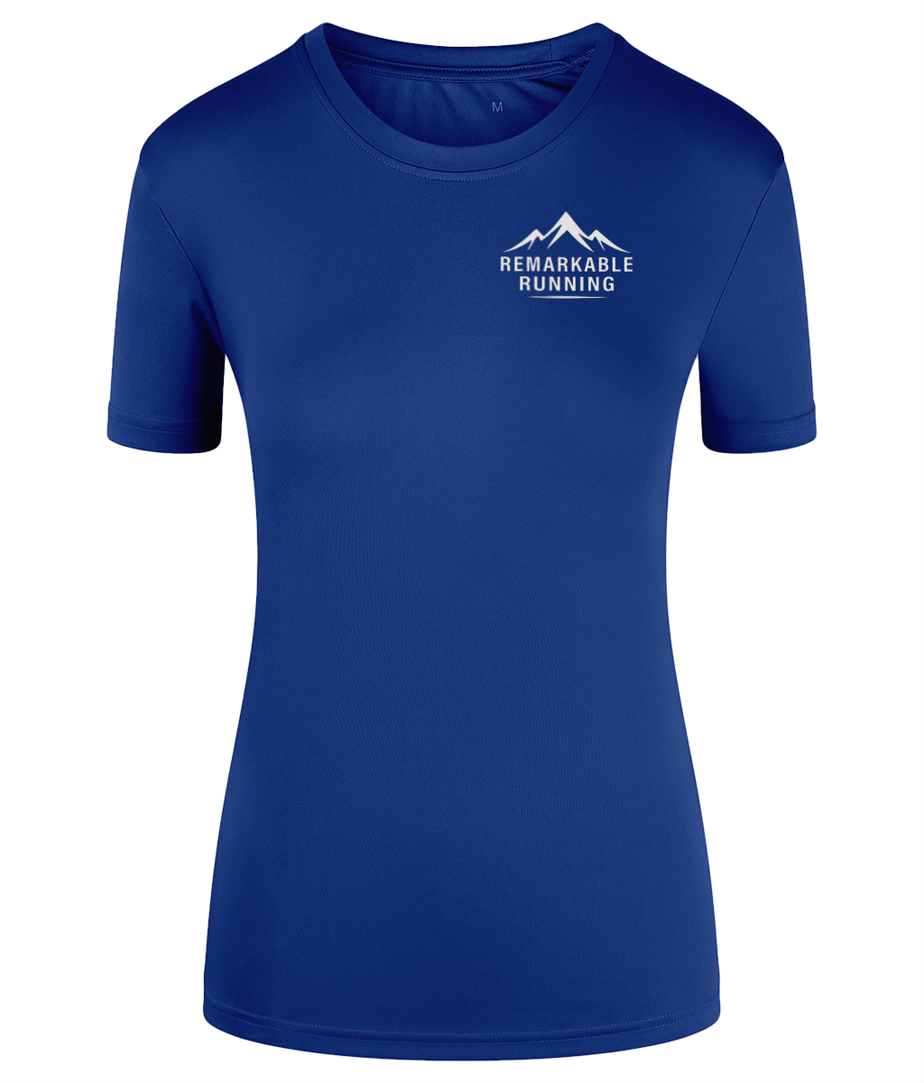 Blue TriDri Running Women's T-Shirt with 'Remarkable Running' logo