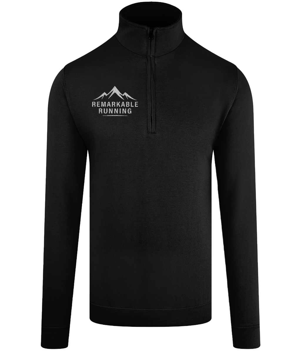 Men's Black ¼ Zip Sweatshirt with 'Remarkable Running' logo